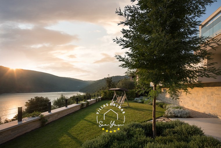 Sunset view over the bay from Villa Vlastelini II, eastern Istria