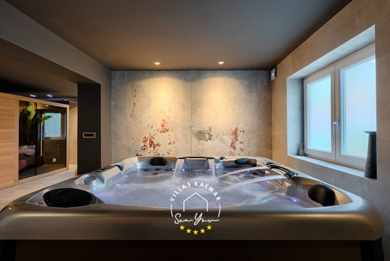 Hot tub and sauna in luxurious spa room in beautiful Villa Lovran near Opatija