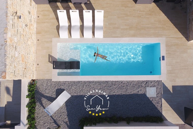 Private pool and sun loungers at Villa K4 Croatia