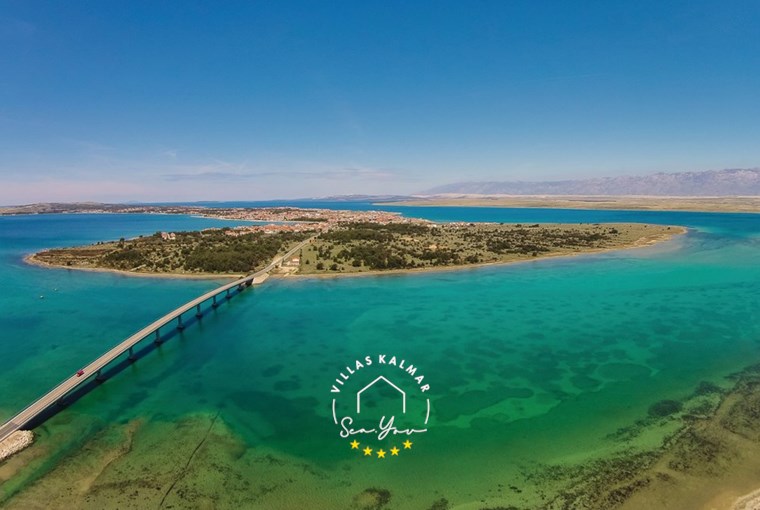 View of the Island of Vir with bridge connecting it to the mainland, Croatia