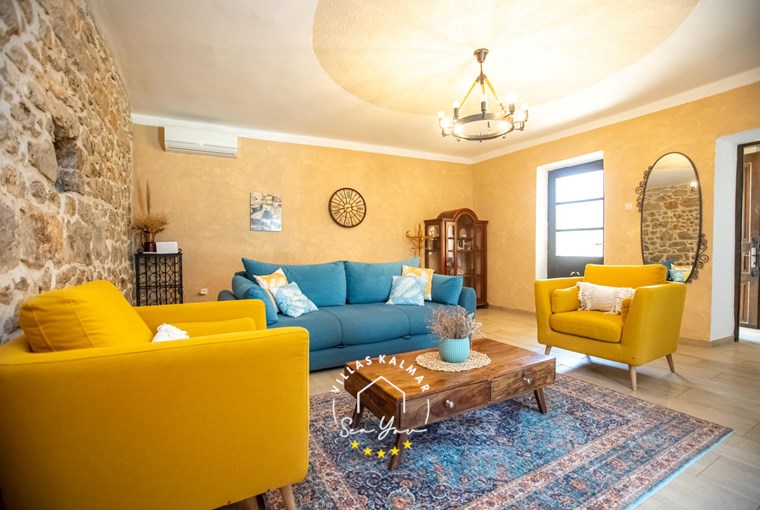 Charming living area with stone walls in Villa Bozini Dvori near Zadar