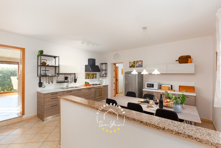 Fully equipped kitchen and dining area in Villa Rogovici